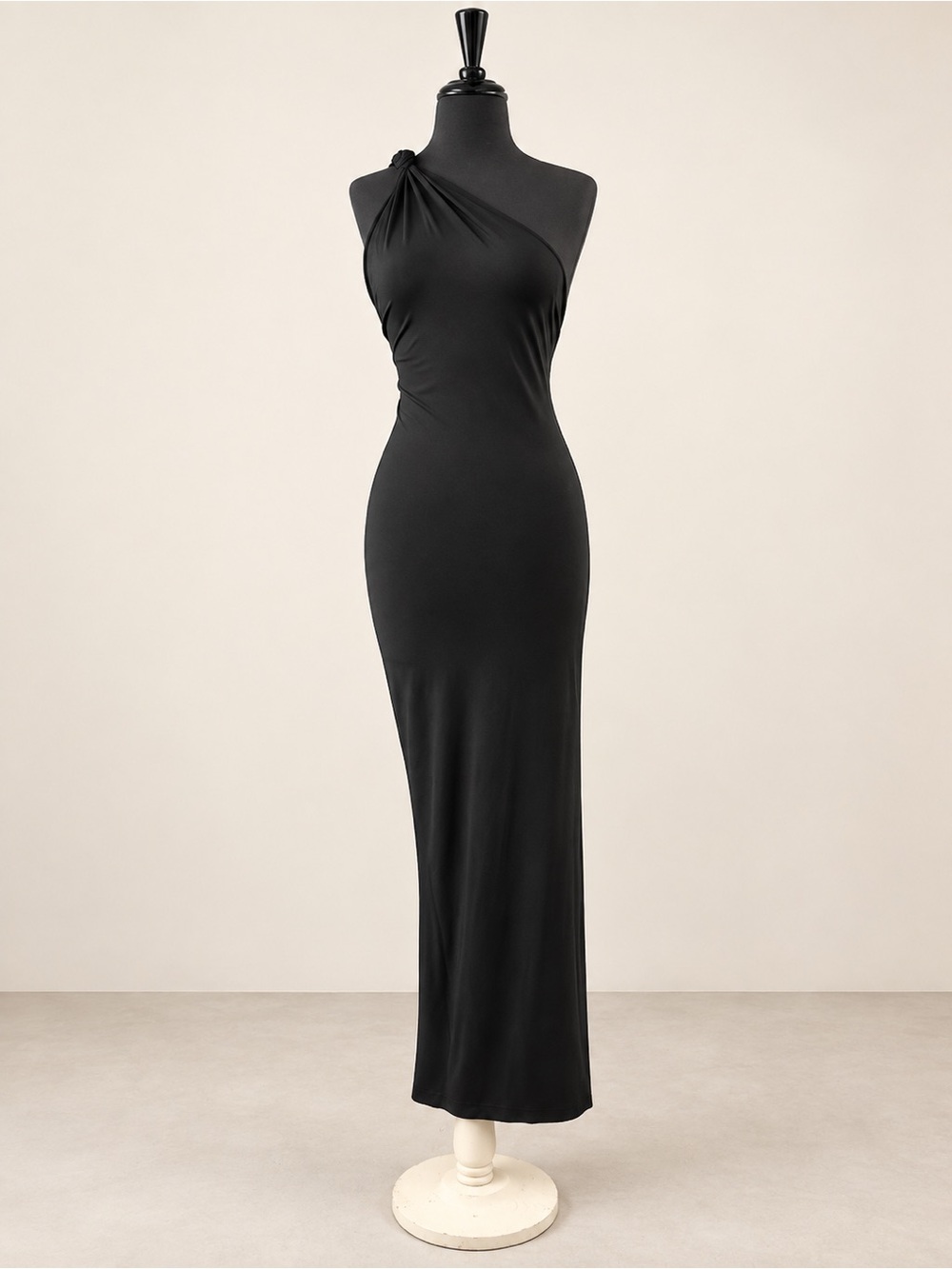 Black One-Shoulder Maxi Dress - Women